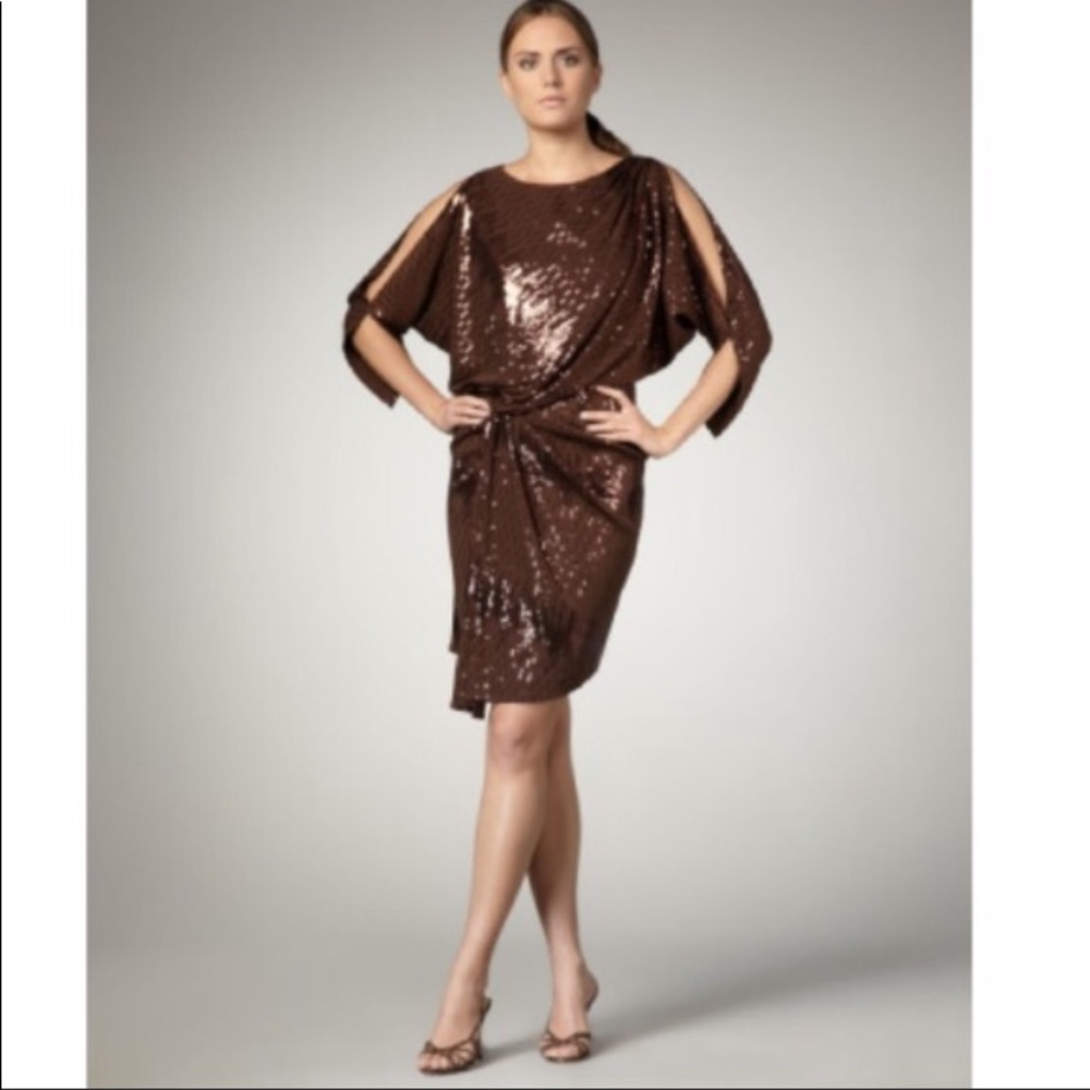 David Meister Sequence Brown Dress